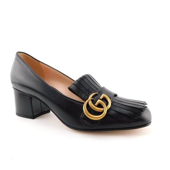 block heel loafer pumps